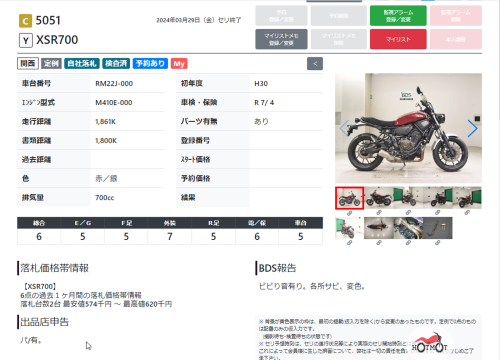 Мотоцикл YAMAHA XSR700 2018, Красный фото 9