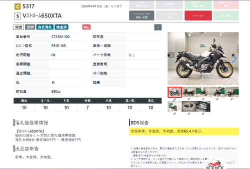 Мотоцикл SUZUKI V-Strom DL 650 2023, белый фото 10