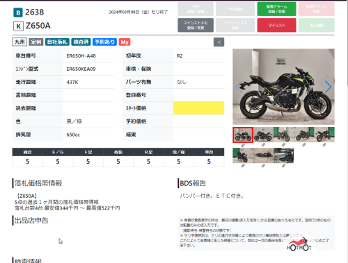 Мотоцикл KAWASAKI Z 650 2020, Черный фото 19