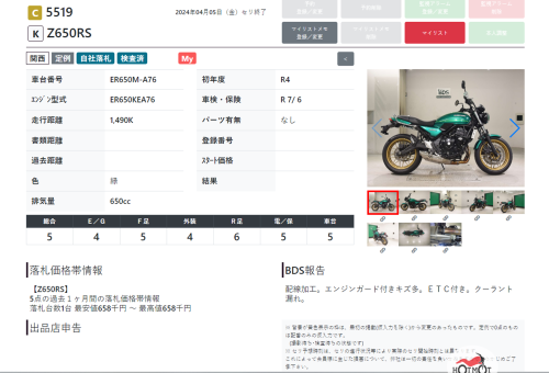Мотоцикл KAWASAKI Z 650RS 2022, ЗЕЛЕНЫЙ фото 16