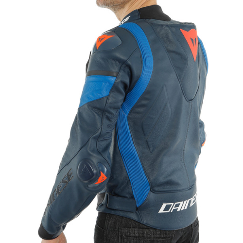 Куртка кожаная Dainese SUPER RACE Black-Iris/Light-Blue/Fluo-Red фото 10