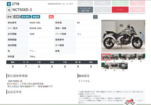 Мотоцикл HONDA NC 750X 2023, серый фото 9
