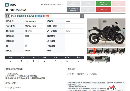 Мотоцикл KAWASAKI ER-6f (Ninja 650R) 2018, Черный фото 15
