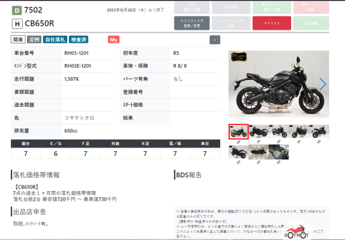 Мотоцикл HONDA CB 650R 2023, Черный фото 11