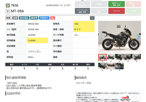 Мотоцикл YAMAHA MT-09 (FZ-09) 2014, СЕРЫЙ фото 16