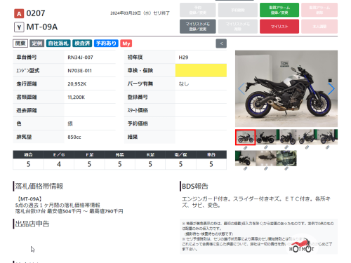 Мотоцикл YAMAHA MT-09 (FZ-09) 2016, серый фото 20