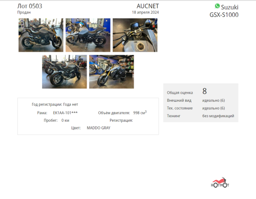 Мотоцикл SUZUKI GSX-S 1000 2023, серый фото 6