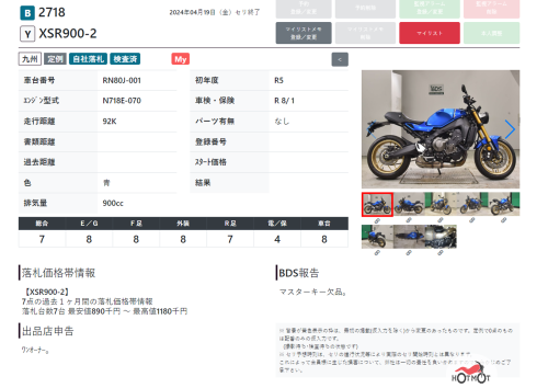 Мотоцикл YAMAHA XSR900 2023, Синий фото 20