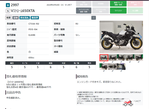 Мотоцикл SUZUKI V-Strom DL 650 2021, Белый фото 16