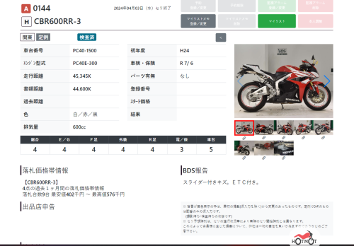 Мотоцикл HONDA CBR 600RR 2012, Красный фото 15