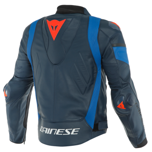 Куртка кожаная Dainese SUPER RACE Black-Iris/Light-Blue/Fluo-Red фото 11