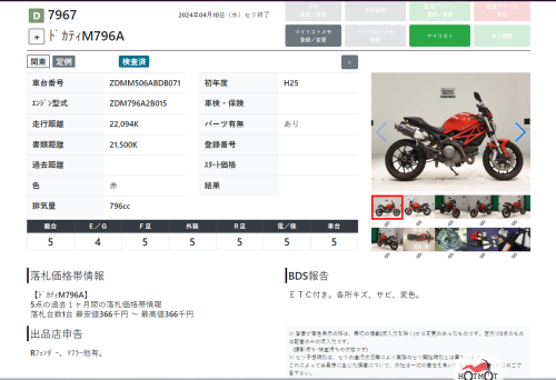 Мотоцикл DUCATI Monster 796 2013, Красный фото 15