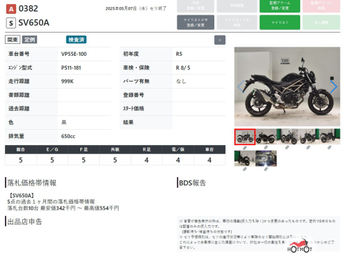 Мотоцикл SUZUKI SV 650  2023, черный фото 8