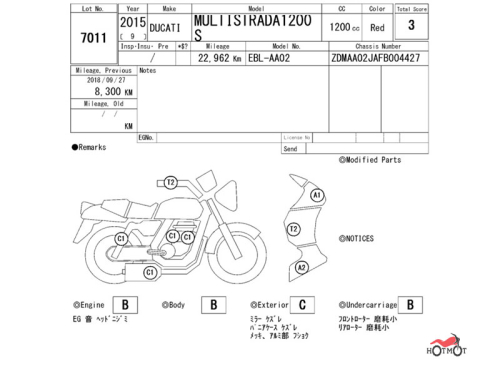 Мотоцикл DUCATI MULTISTRADA  1200  2015, Красный фото 11