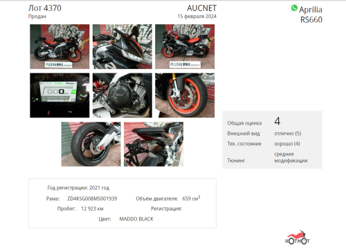 Мотоцикл APRILIA RS 660 2021, Черный фото 9