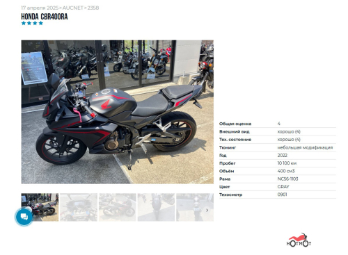 Мотоцикл HONDA CBR 400R 2022, черный фото 6