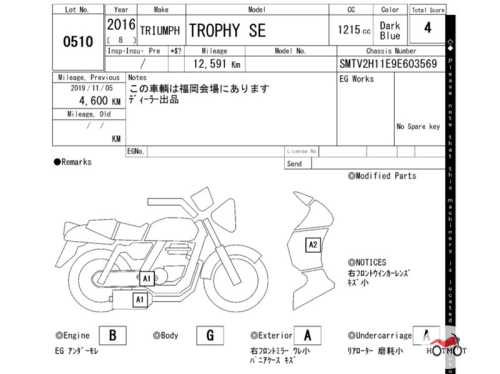 Мотоцикл TRIUMPH Trophy 1200 2015, СИНИЙ фото 11