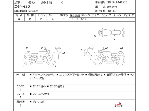 Мотоцикл KAWASAKI ER-6f (Ninja 650R) 2020, БЕЛЫЙ фото 11
