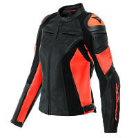 Куртка кожаная женская Dainese RACING 4 LADY LEATHER JACKET Black/Fluo-Red