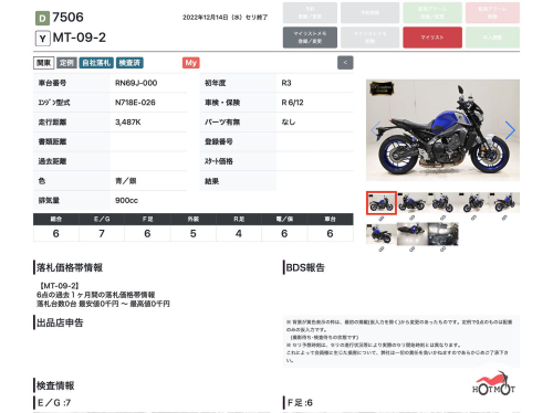 Мотоцикл YAMAHA MT-09 (FZ-09) 2021, СИНИЙ фото 13