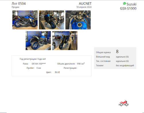 Мотоцикл SUZUKI GSX-S 1000 2023, Синий фото 6