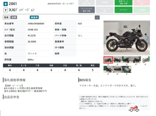 Мотоцикл YAMAHA XJ6 (FZ6R) 2009, серый фото 11