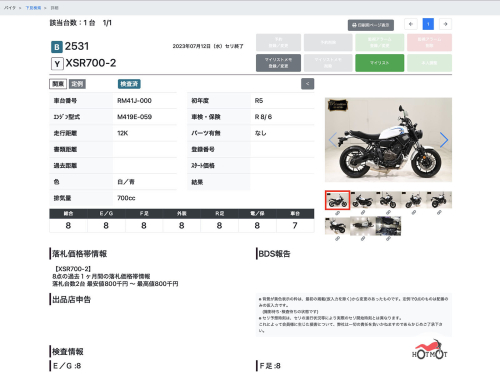 Мотоцикл YAMAHA XSR700 2023, БЕЛЫЙ фото 11