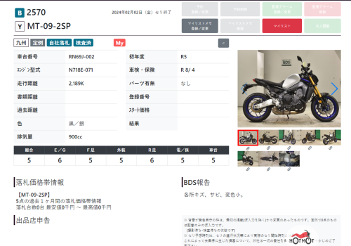 Мотоцикл YAMAHA MT-09  2023, СЕРЫЙ фото 11