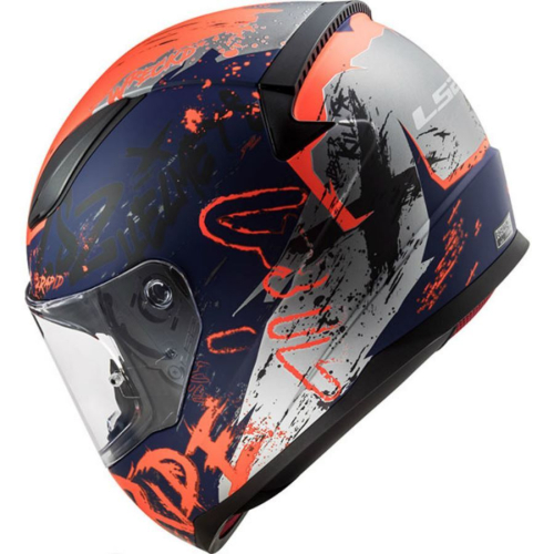 Шлем LS2 FF353 Rapid NAUGHTY Сине-оранжевый матовый фото 4
