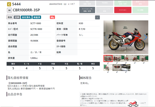 Мотоцикл HONDA CBR1000RR-3SP 2018, Красный фото 11
