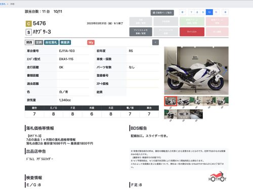 Мотоцикл SUZUKI GSX 1300 R Hayabusa 2023, БЕЛЫЙ фото 11