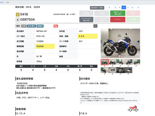 Мотоцикл SUZUKI GSR 750 2015, СИНИЙ фото 11