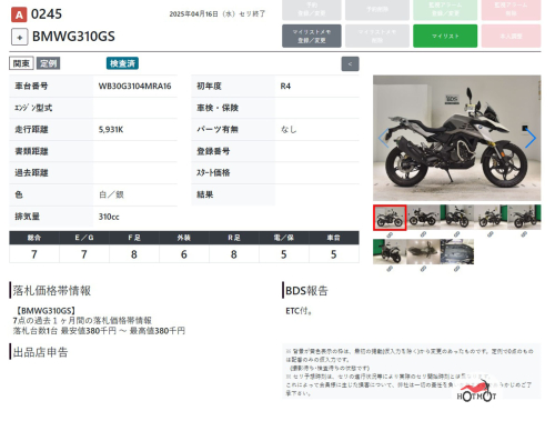 Мотоцикл BMW G 310 GS 2021, Белый фото 8
