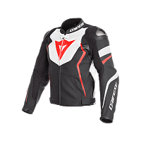 Куртка спортивная Dainese AVRO 4 LEATHER JACKET Black-Matt/White/Fluo-Red