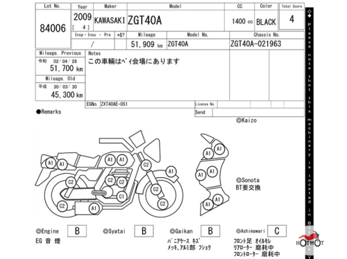 Мотоцикл KAWASAKI GTR 1400 (Concours 14) 2009, Черный фото 11