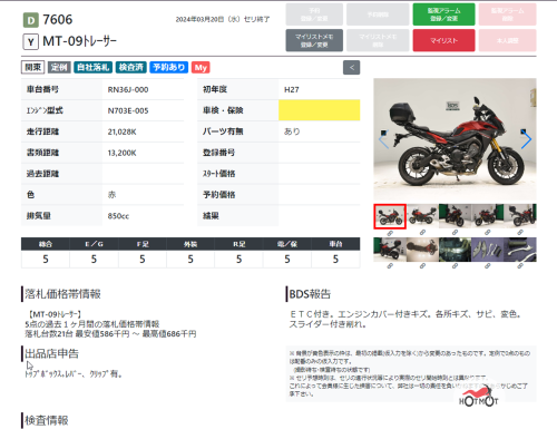 Мотоцикл YAMAHA MT-09 TRACER 2015, Красный фото 16