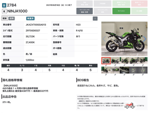 Мотоцикл KAWASAKI Z 1000SX 2011, Зеленый фото 11