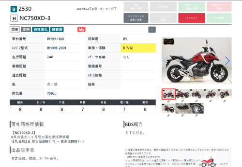 Мотоцикл HONDA NC 750X 2023, Красный фото 20