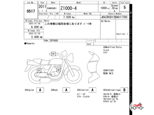 Мотоцикл KAWASAKI Z 1000 2011, Зеленый фото 11