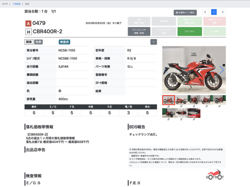 Мотоцикл HONDA CBR 400R 2020, Красный фото 11