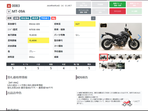 Мотоцикл YAMAHA MT-09 (FZ-09) 2015, серый фото 14