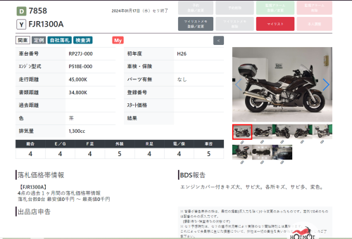 Мотоцикл YAMAHA FJR1300A 2014, КОРИЧНЕВЫЙ фото 11
