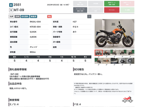 Мотоцикл YAMAHA MT-09 (FZ-09) 2015, Оранжевый фото 13
