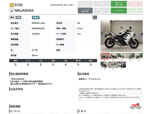 Мотоцикл KAWASAKI ER-6f (Ninja 650R) 2019, БЕЛЫЙ фото 13