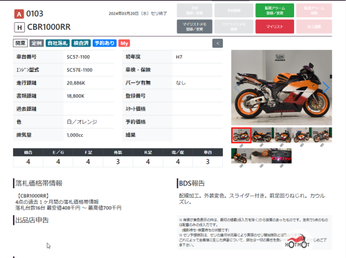 Мотоцикл HONDA CBR 1000 RR/RA Fireblade 2005, Оранжевый фото 20