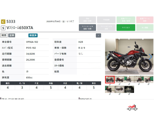 Мотоцикл SUZUKI V-Strom DL 650 2015, Красный фото 12