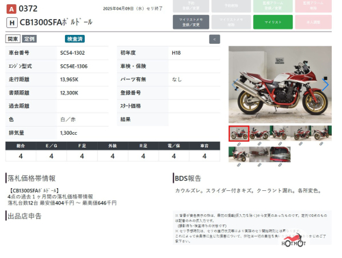 Мотоцикл HONDA CB 1300 2006, Белый фото 8