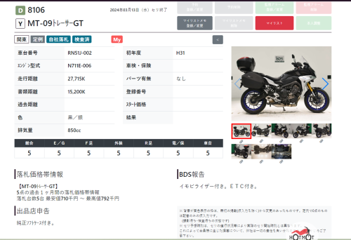Мотоцикл YAMAHA MT-09 Tracer (FJ-09) 2019, Черный фото 13