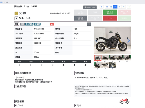 Мотоцикл YAMAHA MT-09 (FZ-09) 2015, СЕРЫЙ фото 13