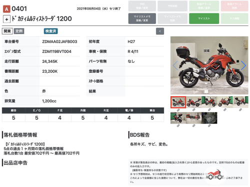 Мотоцикл DUCATI MULTISTRADA  1200  2015, Красный фото 11